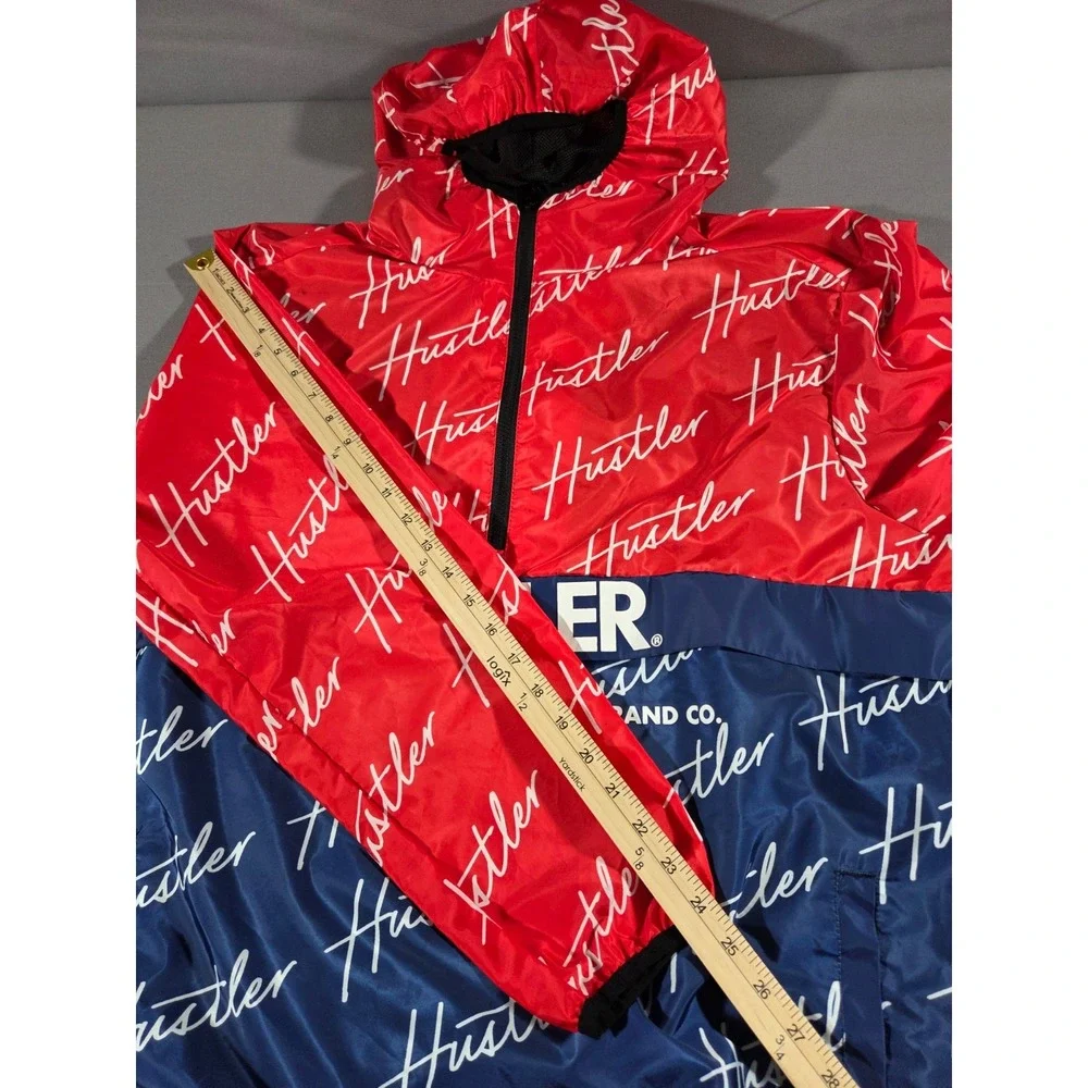 Reason Jacket Mens Extra Large Red Blue Hustler Edition AOP Windbreaker Hooded